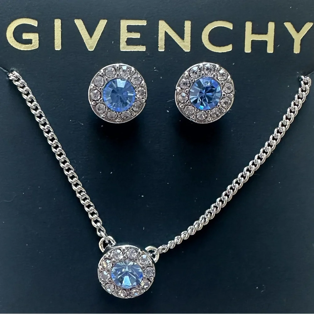 Givenchy Pendant and Earrings Blue Crystal BRAND NEW - Picture 2 of 3